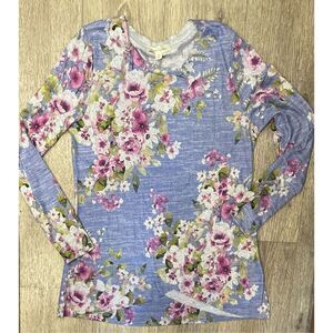 Casual Express Medium Floral Blue Top New